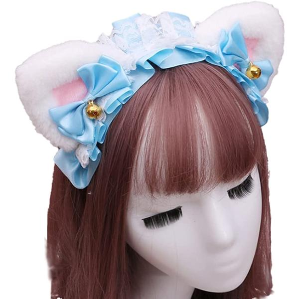 バリエーションコード : 2B46SLDCRJ・ふわふわの可愛いねこ耳付きレディースヘッドドレスです。レースとリボンで顔周りを華やかに彩ります。りぼんについたゴールドの小さな鈴がネコちゃんらしくてとってもキュートなゴスロリカチューシャです。...