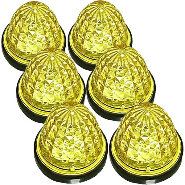 カスタマイズ 24V トラック用 LED マーカーランプ サイド クリスタルカット仕様 16LED 汎用 (イエロー, 6個)