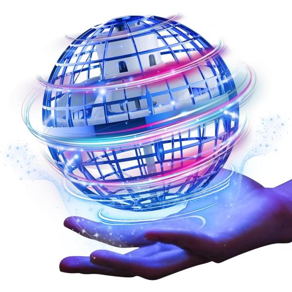 他サイト： フライングボール ジャイロ 飛行ボールトイ UFOおもちゃ ブーメランスピナー LEDライト付き (ブルー,  9x9x9cm)の商品画像