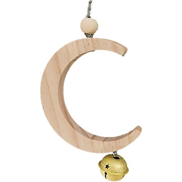 ・ムーン 月 天然 木製 止まり木インコ オウム 小鳥 の とまり木 鳥スタンド に ＊ おもちゃの鈴 が付いて バードトイ として人気・「こんな商品」ムーン型小鳥用止まり木　かわいい小鳥の運動不足やストレス解消のツールとして最適＊飽きのこ...