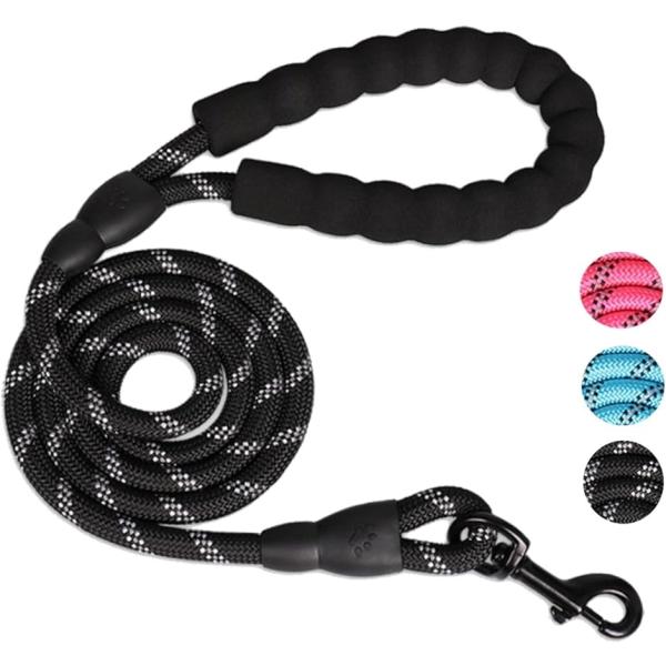 他サイト： 犬用 リード 太さ選べる1.0〜1.2cm 長さ1.5m 小型〜大型犬対応 夜間 反射(ブラック,  太さ1.2cm)の商品画像