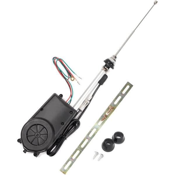 カー ラジオ FM AM 電動 自動 アンテナ 交換 キット セット 12V カスタマイズ パーツ オート 旧車 (ブラック,  M)