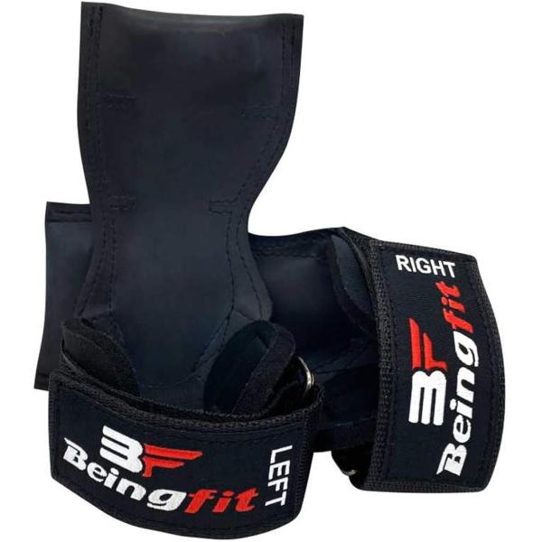 Beingfit パワーグリップ 筋トレ ジム 握力グリップ 筋トレグッズ グローブ 正規品 ２個セット (ブラック,  Free)