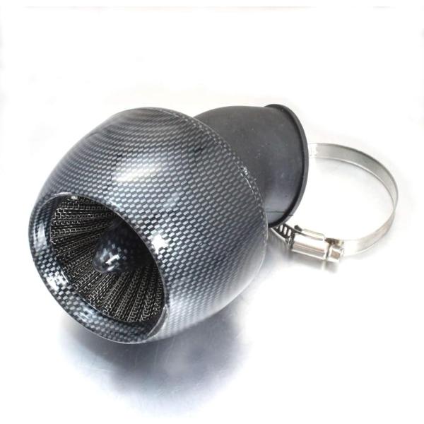 ・エアークリーナーからの付け替えで吸気量アップし、出力増加できます。・独特なパワーフィルターサウンドも楽しめます。・内経 28mm 35mm (35Φ) 42mm 48mm 取り付けにはキャブレター取付口から115mm-130mm程度の空間...