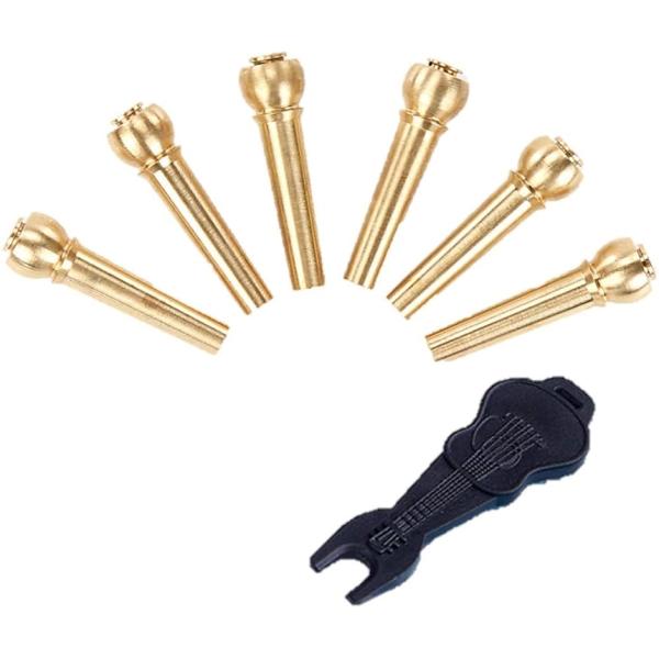 ・真鍮製のアコースティックギター用のブリッジピン 6本セット。便利なピン抜きを付属しています。・真鍮が輝く美しいギターに。音の振動率が良くサスティーンが綺麗で豊か。高音が強調されたゴージャスなサウンド 音の変化をお楽しみいただけます。・ピン...