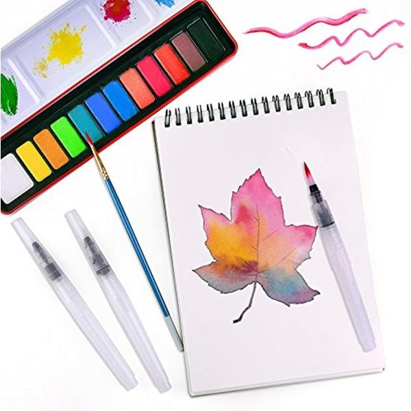 水彩画セット 絵の具セット 水彩絵の具 固形水彩 12色 水彩筆 3本セット クロッキー帳 A5 30枚入り 男の子 女の子 Kuuqa Buyee Buyee 日本の通販商品 オークションの代理入札 代理購入