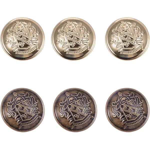 ・パッケージには、20個の真鍮製ブレザーボタンが2色あります-アンティークブロンズとゴールド。各色10個; 日常生活のさまざまなニーズを満たすことができます。・サイズ：シャンクボタン：25x2〜2.5mm、穴：3.5mm、2色、10個/色，...