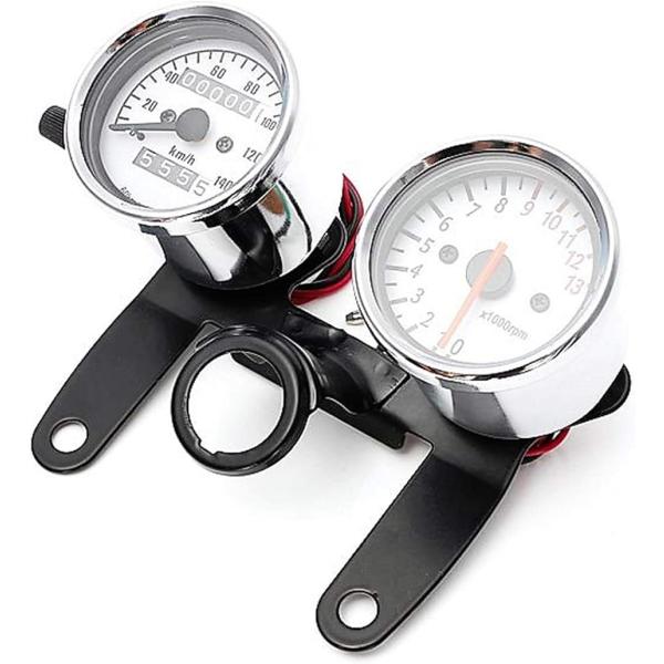 ・vオートバイ用 ブラック ブラケット 付き バイク 走行距離計 電気式 タコメーター ＆ 機械式 スピード メーター ゲージセットです。vモンキーやSRなどに最適の60mmサイズです。マグマ50やエイプにも v汎用品の為、12V車であれば...