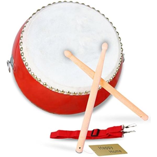 ・牛皮張りで本格的な音が鳴る太鼓セットです。・太鼓、太鼓バチ2本、持ち運びに便利なベルトセットになります。・お祭り 宴会 カラオケ パーティー 新年会 忘年会 等 イベント の盛り上げや キッズパーカッション の練習に最適です＊ 太鼓の達人...