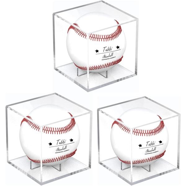 サインボールケース 野球ボールケース ホームランボールケース 劣化 変色を防止する UVカット付き(透明,  ボールケース 3個セット)