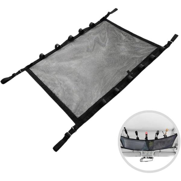 「ロッドと道具をまとめて収納」釣り竿ホルダーと釣り道具の収納ポケットが一体になった車用ロッドホルダー。大切な釣り竿は5本まで固定がOK。仕掛けや毛布を収納できるをファスナー付きメッシュポケットで車内をキレイに整頓もできるすぐれもの。天井のデ...