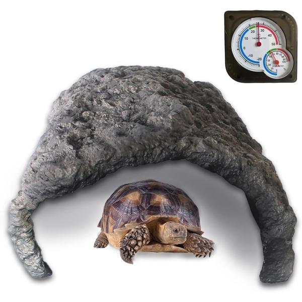 バリエーションコード : 2B93HODTD4リクガメのために設計された専用 亀 シェルター：かめの健康と快適さを追求した、カメのための安心して隠れることができる大型のロックシェルターと温湿度計のセットです。陸亀が落ちく理想的なサイズ・形状...