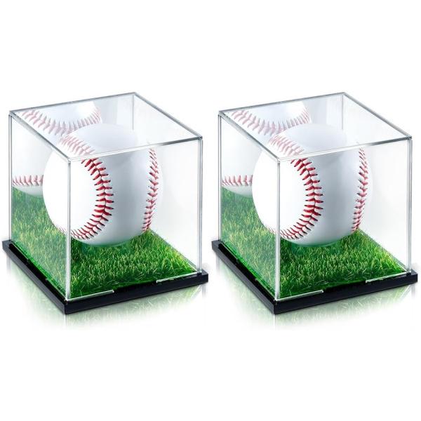 バリエーションコード : 2B93O8QLWL「サインボールケース仕様」：外寸9.3x9.3x9cm、内寸約8.3x8.3x8.2cm、黒い台座のサインボールケースx2。＊写真のボールは含まれておりません。＊ご注意：出荷時保護フィルムが貼っ...