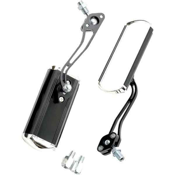 バイク ミラー 左右セット アルミ 正ネジ10mm アダプター8mm ブラック 汎用 ホンダ スズキ カワサキ 社外品 (四角・ブラック)