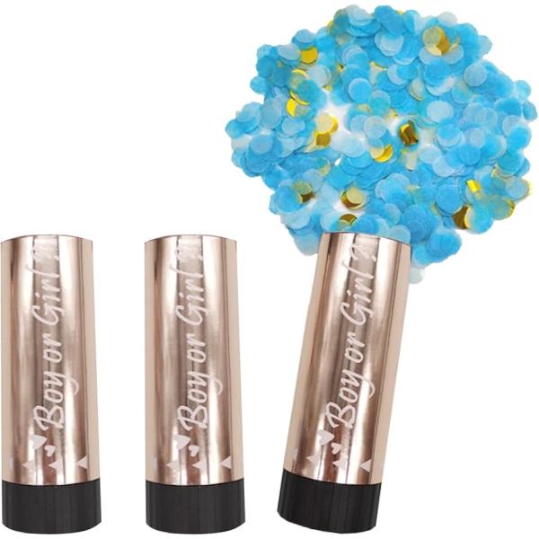 バリエーションコード : 2B9F813HGV「生まれる赤ちゃんの性別発表に」赤ちゃんの性別発表をするジェンダーリビールパーティーでお使い頂ける、底をひねることで紙吹雪が飛び出るバネ式仕様のクラッカー3個セットです。「キラキラのゴールド紙吹...