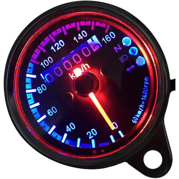 「汎用性の高いモデル」 DC12V仕様なので殆どのバイクにご利用いただけます。インジケーターランプ、トリップメーターもついているので、純正品の代用でも遜色なくお使いいただけます。「LEDインジケーター内臓」 ニュートラルはグリーン発光、ハイ...