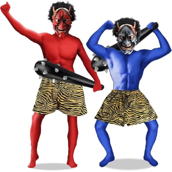 バリエーションコード : 2B9CS1O6I2子供から大人まで盛り上がること間違いなし。リアルさを追求した節分用の鬼コスチュームセットです。1セットで十分にお楽しみいただけるよう、全身タイツ・虎柄パンツ・お面・ウィッグ・棍棒の5点フルセット...