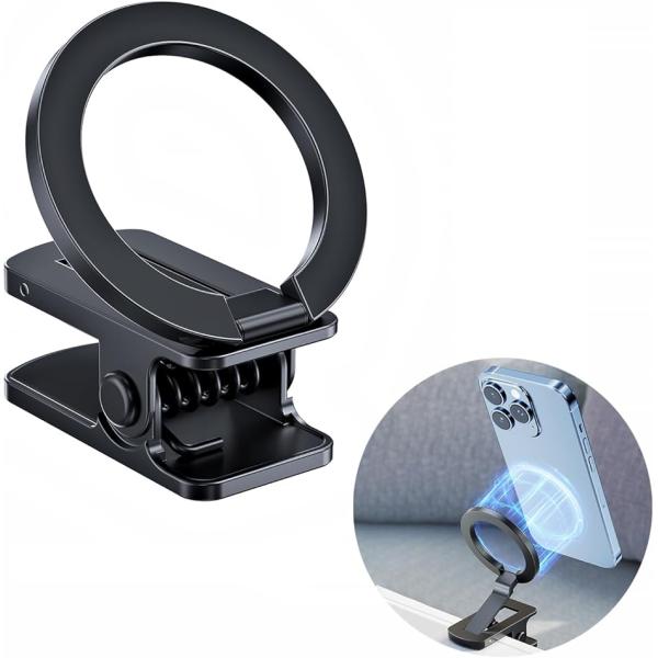 【Yahoo!ランキング1位入賞】マグネットスマホホルダー クリップ式 MagSafe対応 面ファスナー付き スマホスタンド 折り畳める MDM