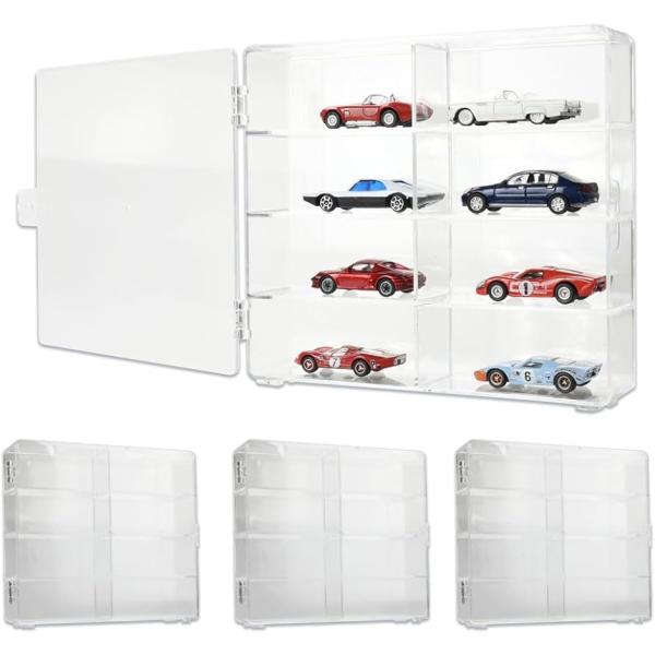 自宅やショップなどでミニカーを飾る際に便利なコレクションケースです。ケースの中は8マスに仕切られており、1台ずつ鑑賞せずに保管できます。ミニカーを大量に所持している方に嬉しい4個セットでご用意致しました。前面が扉仕様になっているため誰でも簡...