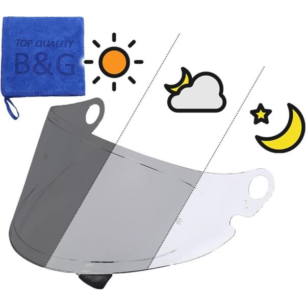 「UVA、UVBを100％カット。衝撃に強い便利なシールド」： Glamster用のフォトクロミックシールド（ピン付き）と吸水性に優れたマイクロファイバータオルセットになります。「クリア＞スモークに自動で変化」：フォトクロミックシールドは、...