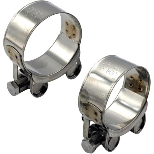 ステンレス マフラーバンド クランプ パイプ バイク オートバイ パーツ サイレンサー ボルト 汎用 固定 排気管 (44-47mm)