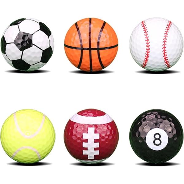 バリエーションコード : 2B9Y6HC10Qおもしろゴルフボール6種類セットです。サッカー、バスケット、野球、テニス、ラグビー、ビリヤードの6種類です。ユニークで楽しいゴルフボールなのでイベントの景品やプレゼントにも最適です。ボールは2ピ...