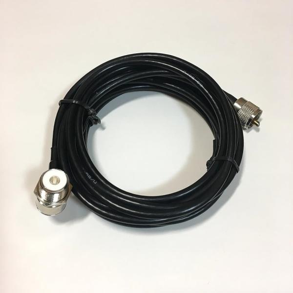 ・モービルアンテナ取付け基台用の同軸ケーブルです。・ケーブル長は5mあり、大型車でも取り回しにやすい長さとなっています。・同軸ケーブル　型式 RG-58U ， 標準インピーダンス 50Ω・ケーブル径 5mm ， 接栓 MJ-MP