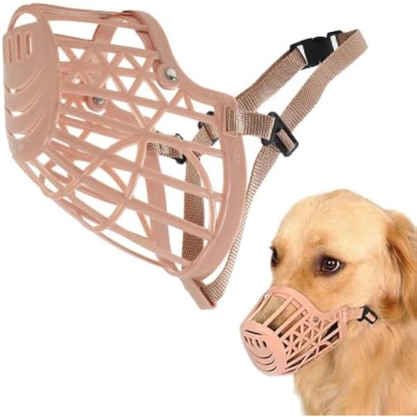 他サイト： AllBright 犬用マズル 口輪 無駄吠え 拾い食い 噛みつき 傷舐め 散歩 しつけ ペット 小型犬(ベージュ,  XXXL)の商品画像