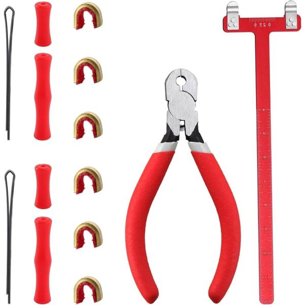 「セット内容」1本 x アーチェリーノッキングポイントプライヤー、6本 x ボウストリングノックポイント、1本 x T型ボウスクエア型 、2本 x フィンガーガード。「アーチェリーノッキングポイントプライヤー」弓弦を傷つけることなく、様々な...