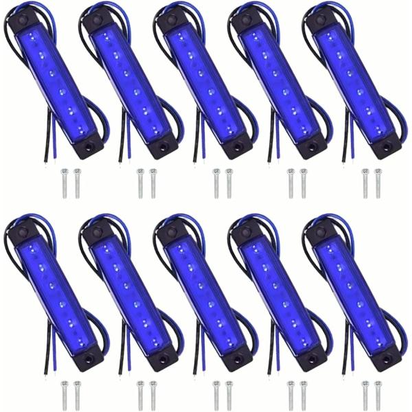 トラック 用品 サイド マーカー led デコトラ 24v 12v パーキング 汎用 極薄 ライト 角 デイライト 10個 青 (ブルー)