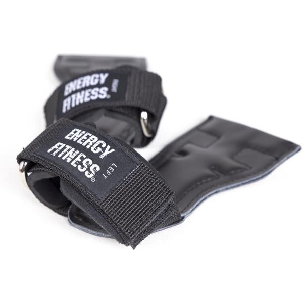 ENERGYFITNESS パワーグリップ 筋トレ 懸垂 リストラップ(ブラック, サイズ：FREE （適応手首周囲：約15cm)