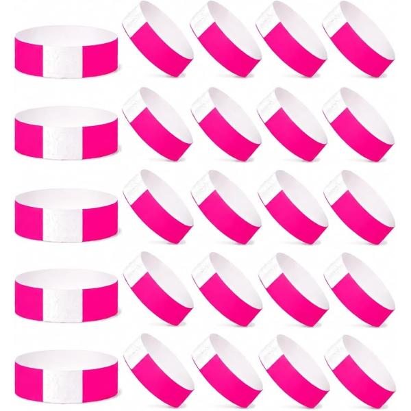 使い捨て リストバンド 紙 防水 破れない イベント用 大容量 エコ (ピンク, フリーサイズ)