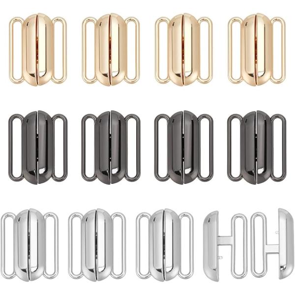 3 カラーブラジャー留め具: パッケージには、ゴールド、プラチナ、ガンメタルグレーの3色の金属製ガーメント留め具が12セット含まれています。シンプルなデザインと異なるカラーは、あなたに理想的な、より多くの選択肢を提供します。高品質の素材: ...