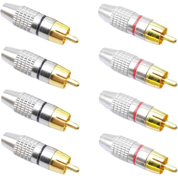 バリエーションコード : 2BJRFT8KRN「商品」金メッキ RCAプラグ ピンプラグ オスコネクタ 41mm 赤 黒 お得 まとめ買い 8個セット「高品質」高品質な金メッキ加工で、データー信号に伝達し、歪みのないクリアな音質を実現。スピ...