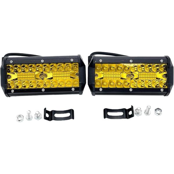 LED作業灯 120W ワークライト 12V/24V 農業機械 船舶 投光器 集魚灯 防水防塵 IP67 黄色 2個セット (イエロー)