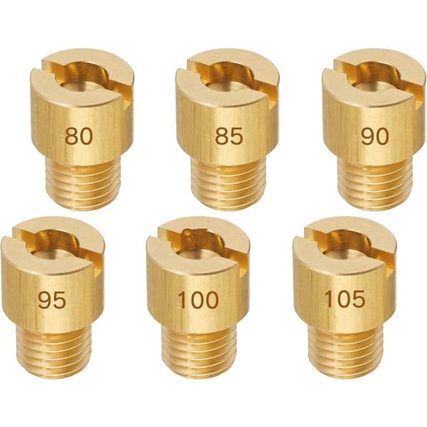 バリエーションコード : 2BJI3XT8C3「メインジェットセット詳細」メインジェットTK丸型特大タイプ 番手 #80，#85，#90，#95，#100，#105。合計6個セットです。ご購入頂く前に、ご自分のキャブレターの適合サイズを確認...