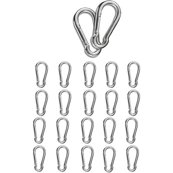 カラビナ ステンレス スプリングフック ワンタッチ 多用途 DIY (8cm（約80.3x40.3mm）,  20個)