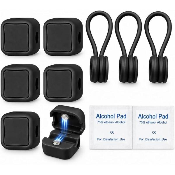 2種類でスッキリ整理ケーブルクリップ セット ケーブルホルダー マグネットケーブルバンド コードクリップ 配線整理 (ブラック)