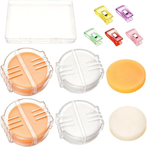 スレッドワックス ミシン糸ワックス 専用収納箱入り 精製ミツロウ製 摩擦軽減 絡まり防止 ほつれ防止 手縫い キルティング (黄＆白)