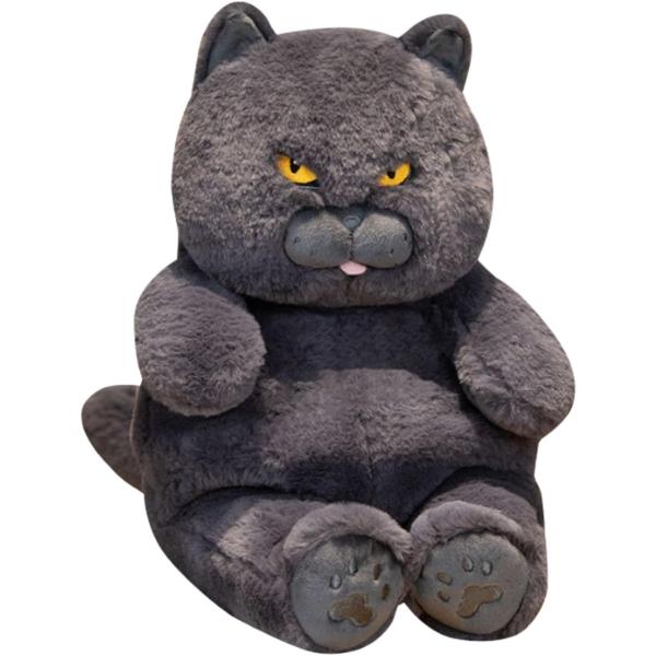 おもちゃ ぬいぐるみ 動物 猫 黒猫 ふわふわ 癒し グッズ 子供 大人 誕生日 プレゼント ギフト 28cm (グレー, 小さめ)