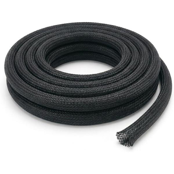 ケーブル収納スリーブ 10m 直径13mm 自動巻 メッシュ 配線カバー ケーブル保護 切断可能 ブラック