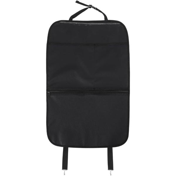 シートバックポケット タブレットホルダー付き PUレザー キックガード 汚れ防止 収納 MDM (ブラック, 約67.5cm x 44.5cm)