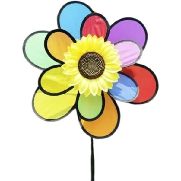 大きな 風車 ひまわり 装飾 ウィンドスピナー ガーデン インテリア かざぐるま「ひまわり型」中央部に ひまわり を配した 風車です「インテリア」大き目の羽がクルクルと廻り 人目を惹きます / インテリアにいかがでしょう「組み立て式」羽根２...