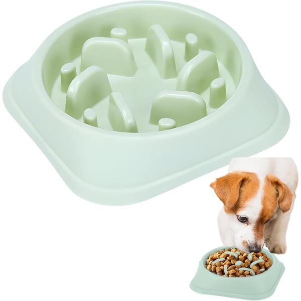 犬 早食い防止 ボウル PP製 スローフィーダーゆっくり食べる洗いやすい 滑り止めパッド (ピンク, 19.3x19.3x4.3cm)