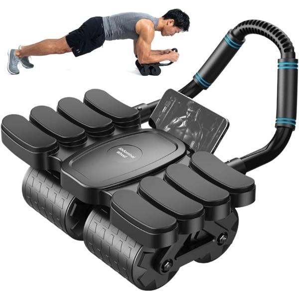 腹筋が、もっと身近に四輪 8肘サポート リバウンド 安定 スマホホルダー付き 体幹トレーニング (ブラック)