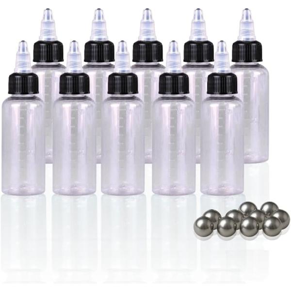 ドロッパーボトル 透明 スポイトボトル 塗料 プラモデル 目盛り 撹拌ボール付き 10本セット (透明,  50mL)