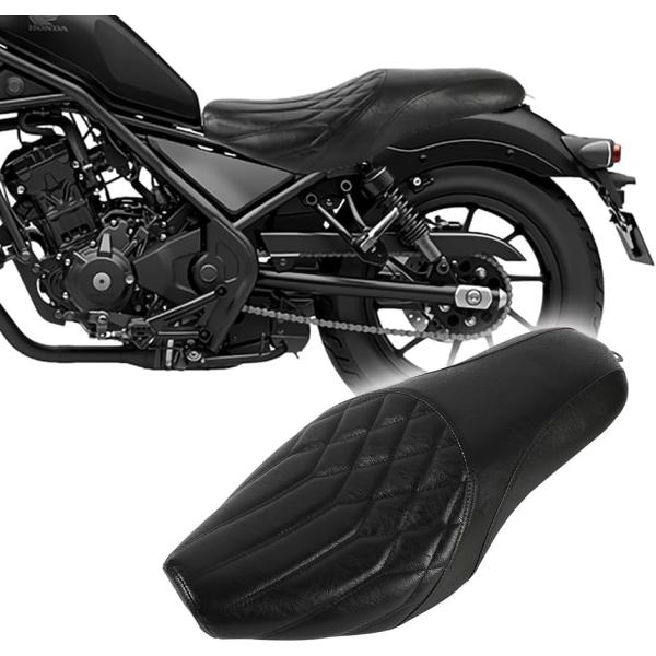 【互換品】日本在庫レブル250 500 本革調 ロングシート 高密度クッション 乗り心地向上 (ネオダイヤ・ガンファイター, 純正互換仕様)