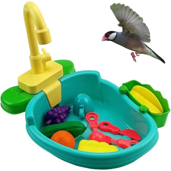 インコ 水浴び バスタブ バードバス 鳥 文鳥 遊び場 ストレス解消 グッズ シャワー (グリーン)