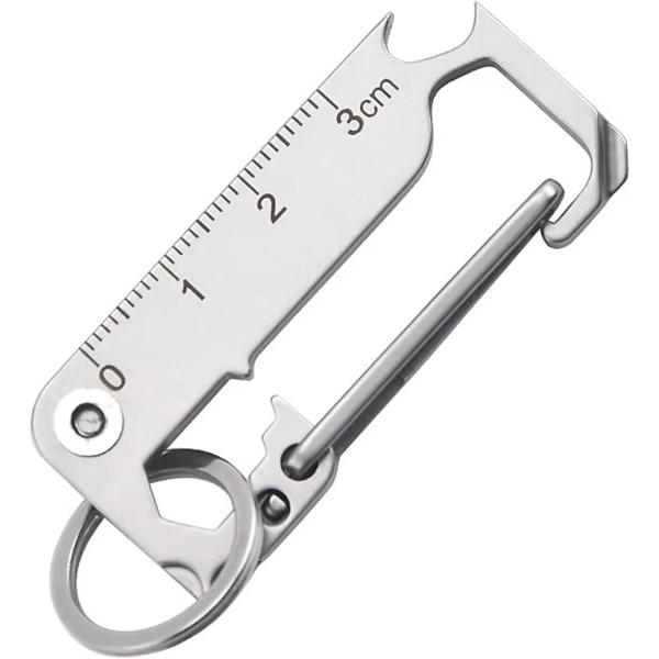 バリエーションコード : 2BU15WTON5手のひらに収まるカラビナ付きのマルチツールです。アウトドアでのちょっとした作業に便利なツールがまとまっていて便利です。栓抜き、カッター、プラスドライバー、マイナスドライバー、レンチ、定規として使...