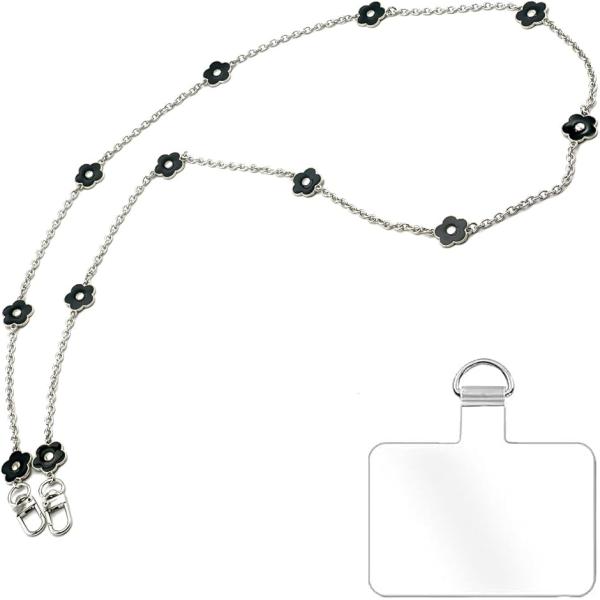 バリエーションコード : 2BU6S55QQS「スマホショルダー おしゃれ 花柄 シルバーチェーン」かわいくて大人っぽい。花柄パッチと細めのシルバーチェーンがポイントのスマホショルダー。首掛け・斜めがけ・肩掛けOKでファッションに合わせやす...